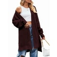 thumbnail image 2 of Long Cardigan Sweaters for Women Fall Trendy Oversized Open Front Winter Coat Wine Red L, 2 of 9