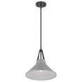 thumbnail image 3 of Nuvo Lighting Zelda 1 Light Pendant Medium Base 60 Watt Black Finish Gray Metal Shade Faux Leather Straps, 3 of 6