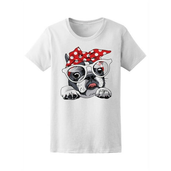 French Bulldog Headband Glasses  T-Shirt Women -Image by Shutterstock, Female Medium