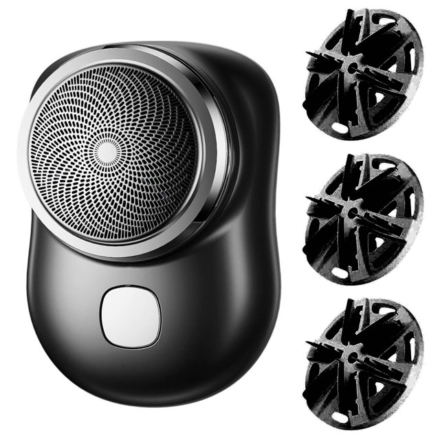 Pompotops Produits de Beauté en Liquidation, Cadeaux Beauté pour Femmes, Rasoir pour Hommes, Mini-Rasoir Portable Format de Poche Rasoir Portable Humide et Sec Rasoir USB Rechargeable pour Hommes Chargement avec Tête de Coupe 3 Pcs