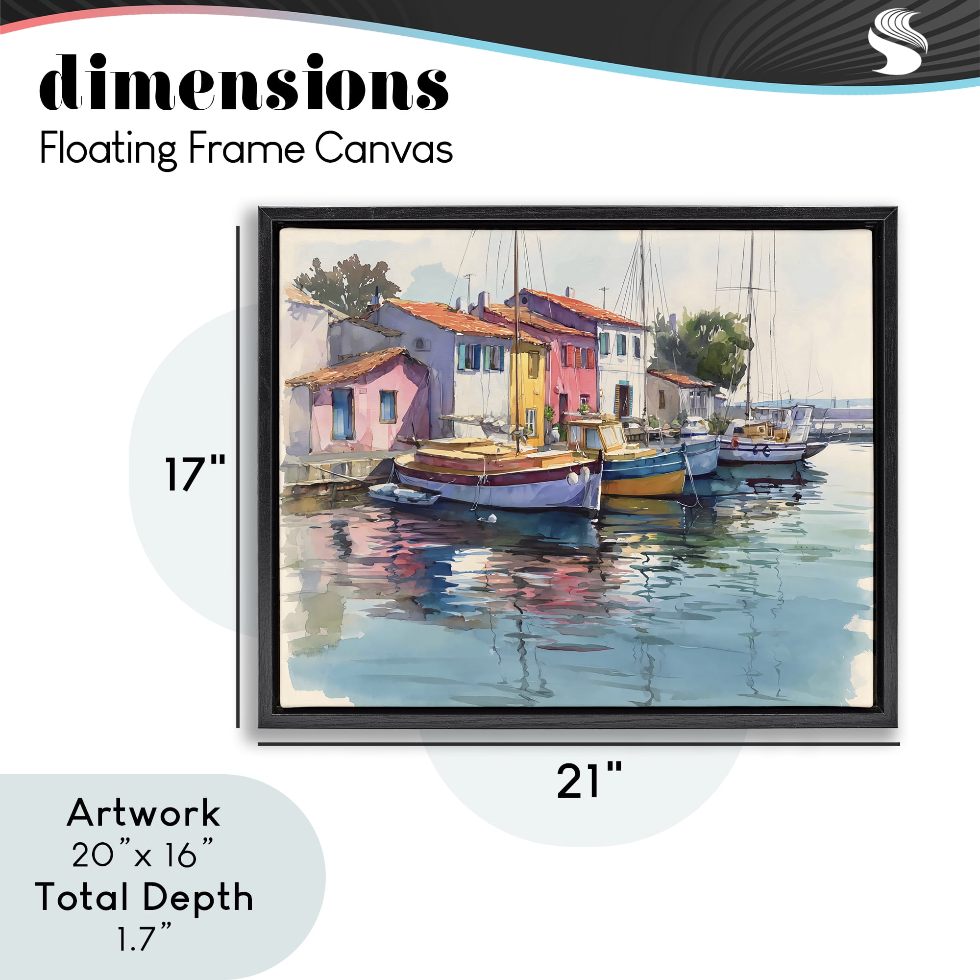 Stupell Industries Colorful Docks Harbor Black Framed Floater Canvas Wall Art, design by Franklyn Gregory