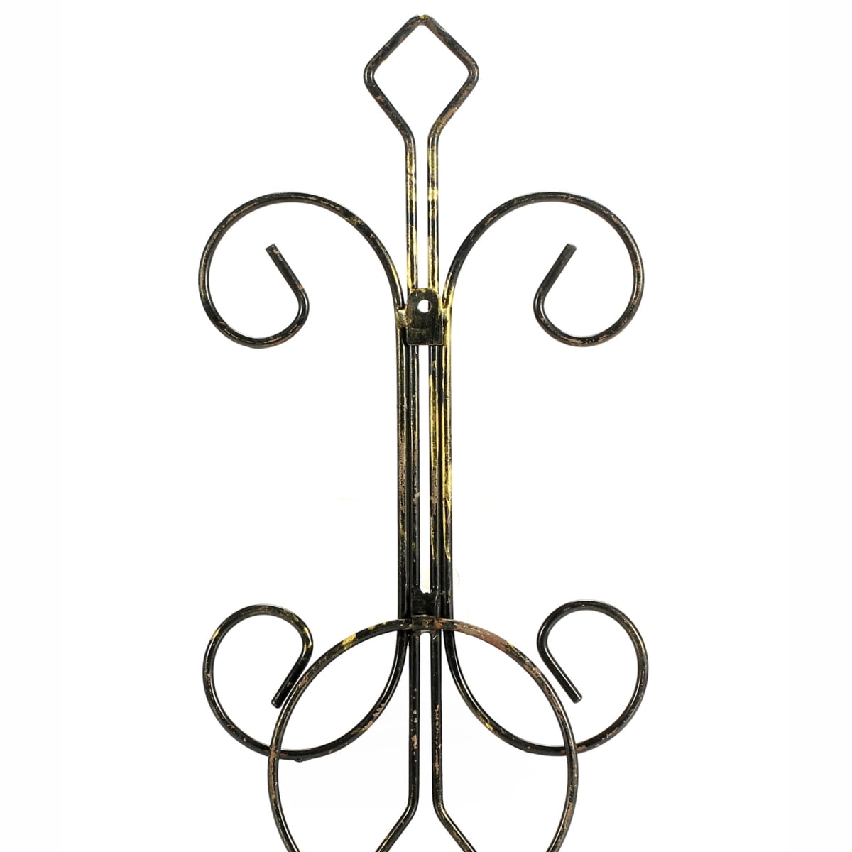 16" Single Pot Cast Metal Crest Wall Planter   Black Gold Hanging Flower Pot for Indoor Outdoor Home Decor