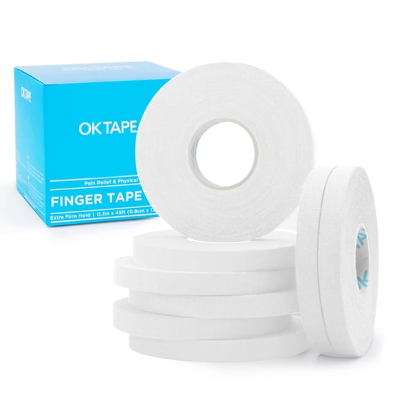 OK TAPE 8 Rolls Athletic Tape, 0.3 Inch Finger Tape for BJJ, Boxing, Climbing, Football, Pro Jiu Jitsu Sports Tape | Add Grip & Protect Fingers and Toes (0.3" x 45 Ft, White)