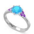 thumbnail image 2 of Diamond-Capitals 2.15 Carat Round Cut Blue Topaz & Amethyst Gemstone Luxurious Engagement Ring for her Solid 18K White Gold Size 9.5, 2 of 7