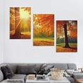 thumbnail image 4 of Nawypu  Canvas Print Wall Art Path Through Red & Orange Autumn Park Nature Wilderness Photography Modern Art Rustic Scenic Colorful Multicolor for Living Room, Bedroom, 12''x16''X3 Panels, 4 of 4