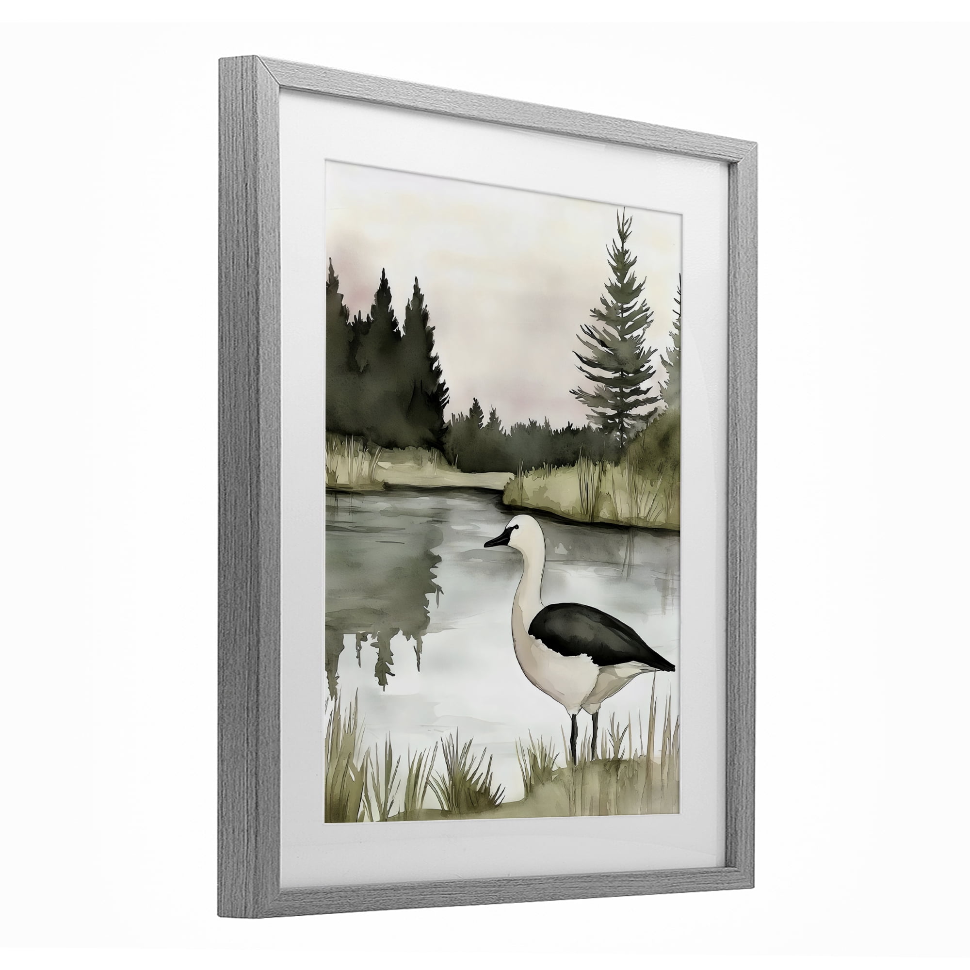 Stupell Industries Springtime Serenity Duck Gray Framed Print Under Glass, design by Riley B