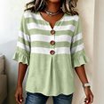 thumbnail image 4 of Sentmoon Women Blouse 3/4 Sleeve V Neck Womens Sweatshirt Striped Print Button Down Regular Fit Active Tshirts Shirts for Women for Versatile Styling S-2XL, 4 of 6