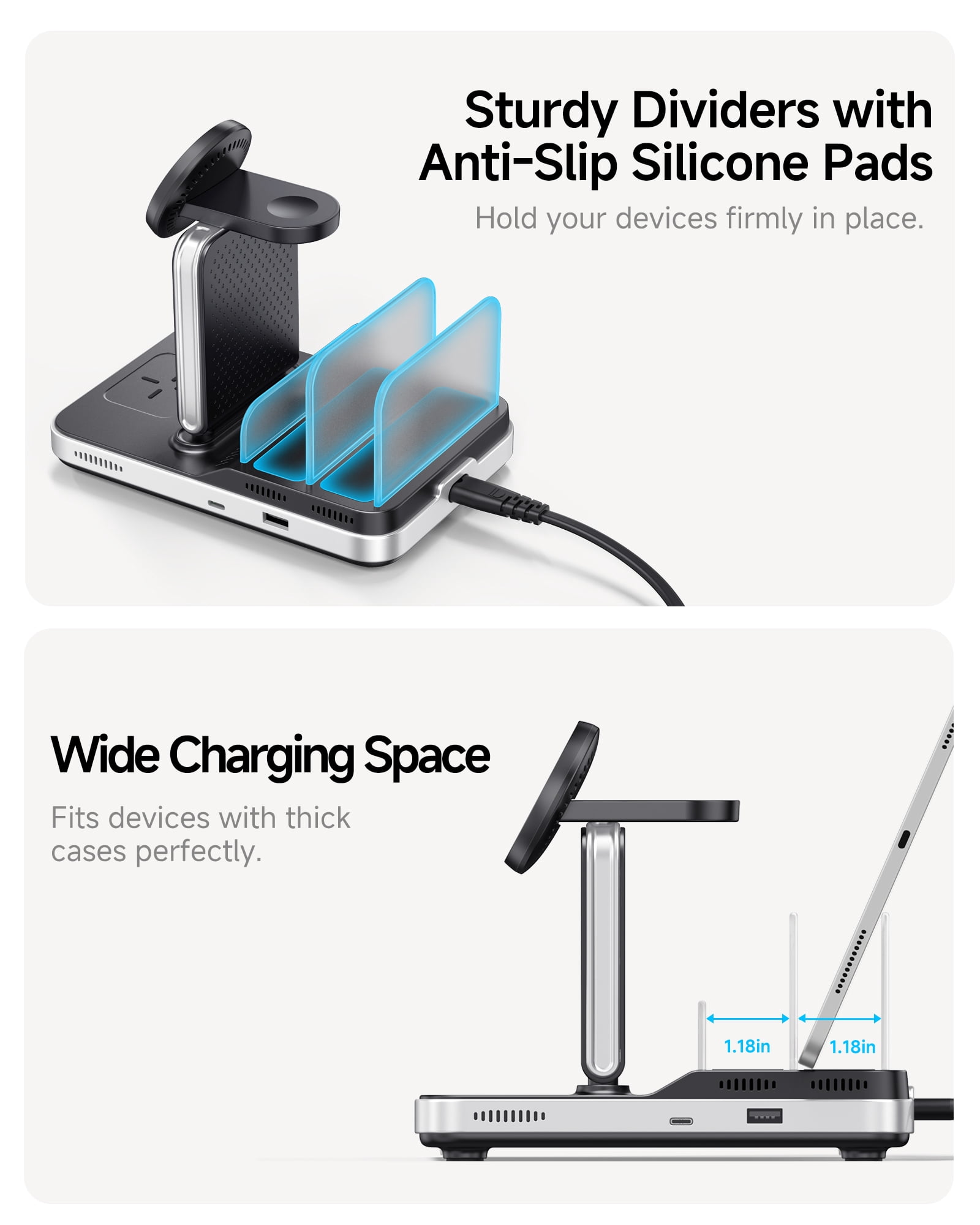 5 in 1 Charging Station for Apple Multiple Devices, SwanScout 901M, Magnetic Wireless Charger for iPhone 16/15/14/13/12 Series, for Apple Watch 10/9/8/7/6/Ultra 2, for AirPods/iPad/Tablet/Switch