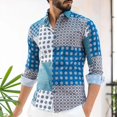 thumbnail image 1 of Camisa de moda para hombre, con costuras retro, nueva camisa de manga larga con solapa, material de alta calidad para primavera y verano, talla grande, 1 of 6
