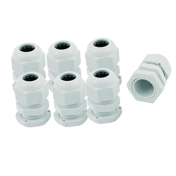 7 Pcs PG11 Waterproof Cable Gland Fixing Connector Joints Fastener White