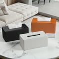 thumbnail image 4 of Tissue Box Cover Stylish PU Leather Rectangular Tissue Box Holder with Magnetic Bottom Cover for Bathroom Bedroom or Office (Black), 4 of 7
