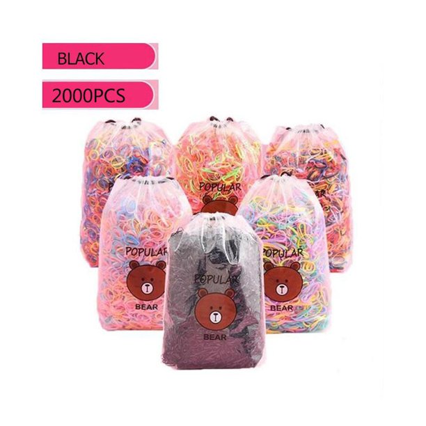 Super Value 2000Pcs Baby Kids Hair Band Black Colorful Rubber Ponytail girl Accesorios Para El Cabello