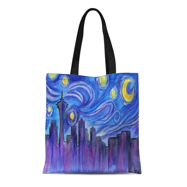 ASHLEIGH Canvas Tote Bag Skyline Starry Night Over City Washington Cityscape Landmark ...