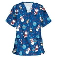 thumbnail image 2 of Hauts Grande Taille Femme Noël Blouse à Manches Courtes Col en V Travail Action de Grâce Tenue Décontractée, 2 of 4