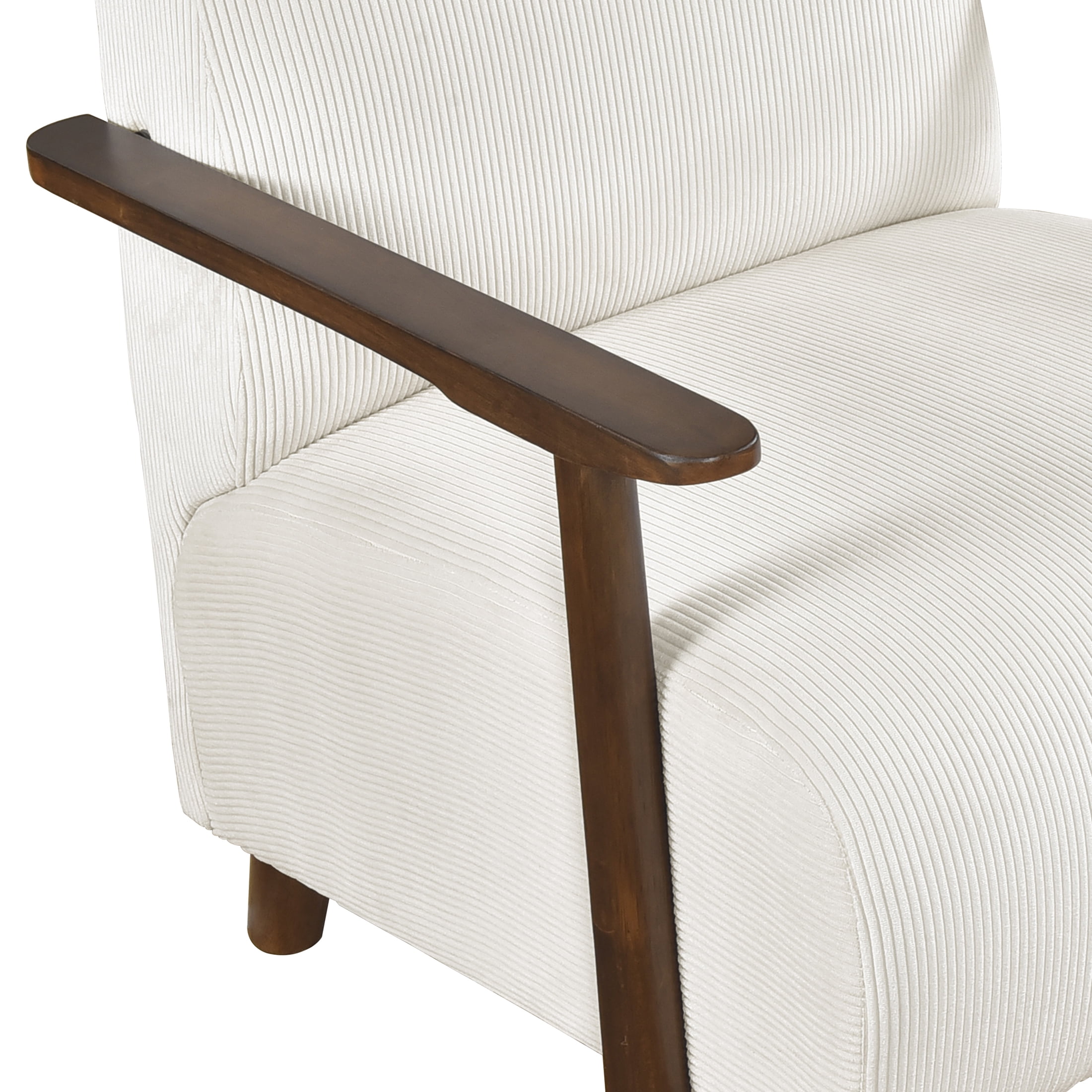 OakvillePark Aralune Corduroy Accent Chair, Beige and Brown Wood Finish