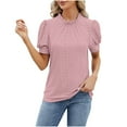 thumbnail image 4 of CALAFEBILA Womens Summer Tops Brethable Women's Plus Size Blouses,Women Fashion Solid Color Blouse Summer Puff Sleeve Crew Neck Women Tops, 4 of 4