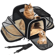 Pet Carrier, TSA Airline Approved Pet Bag in Cabin, 4 Sides Expandable Cats Collapsible Carrier, Large Soft Sided Dogs Carrier with Removable Fleece Pad and Safety Pockets One Pack