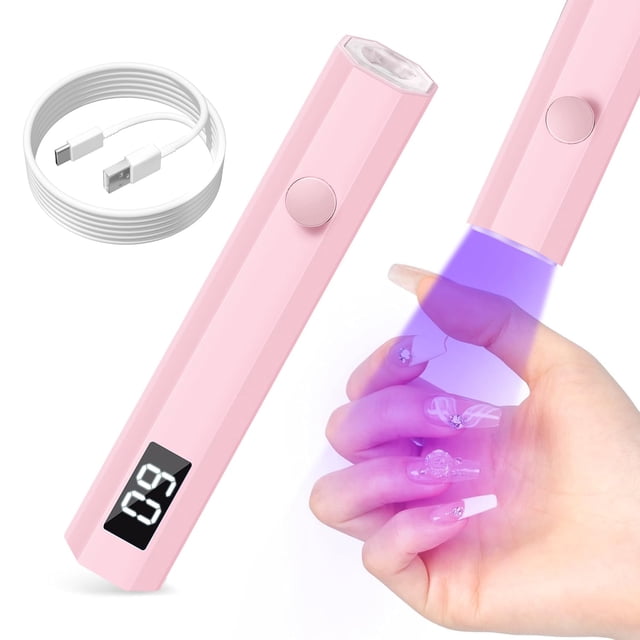 Lámpara UV LED portátil para uñas mlogiroa de 3 W, rosa