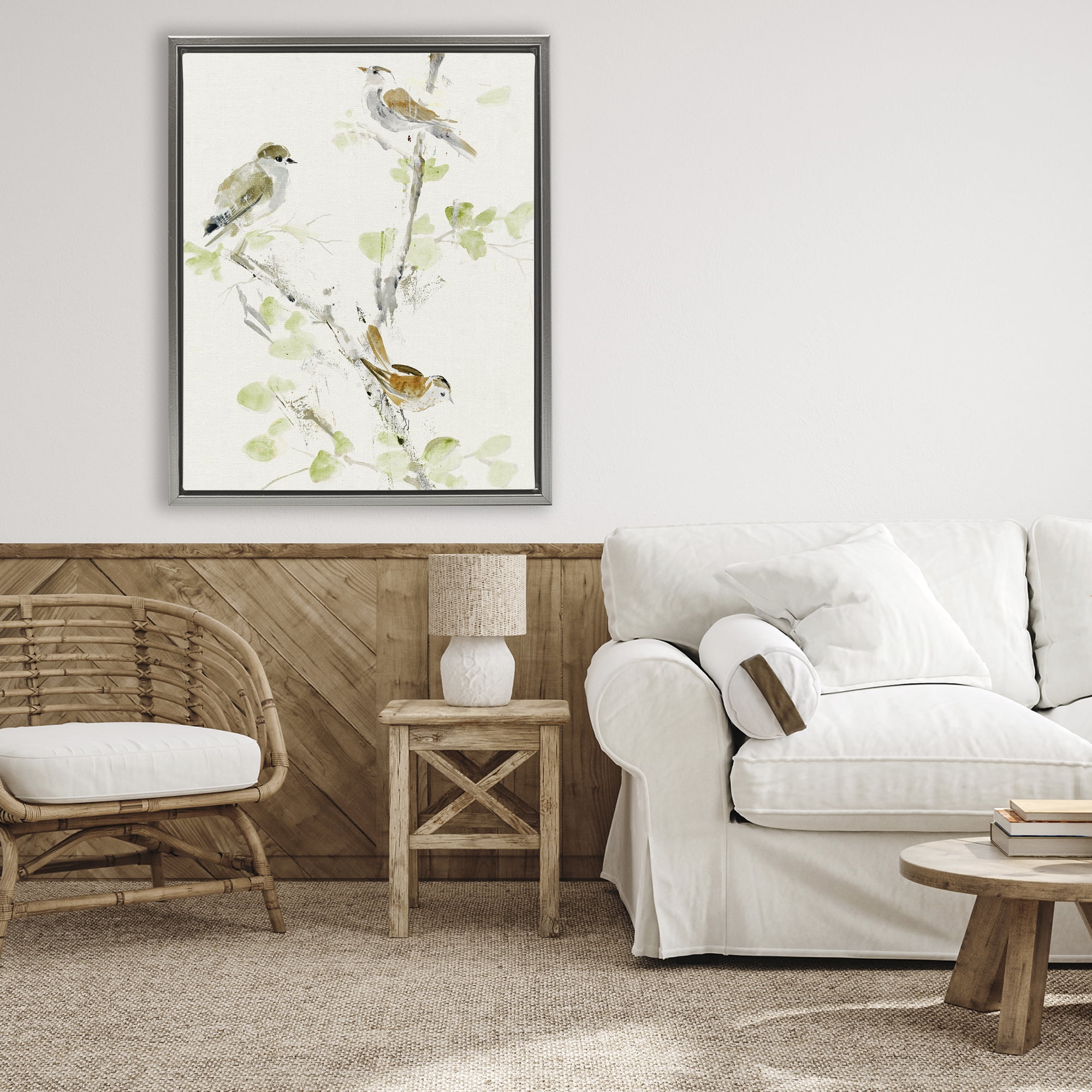 Stupell Industries Delicate Feathers Abstraction Gray Framed Floater Canvas Wall Art, design by Lorenzo Collective