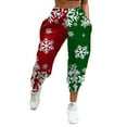 thumbnail image 2 of Yuemengxuan Women Casual Pants with Elastic Waist, Delicate Merry Christmas Letter, 2 of 9