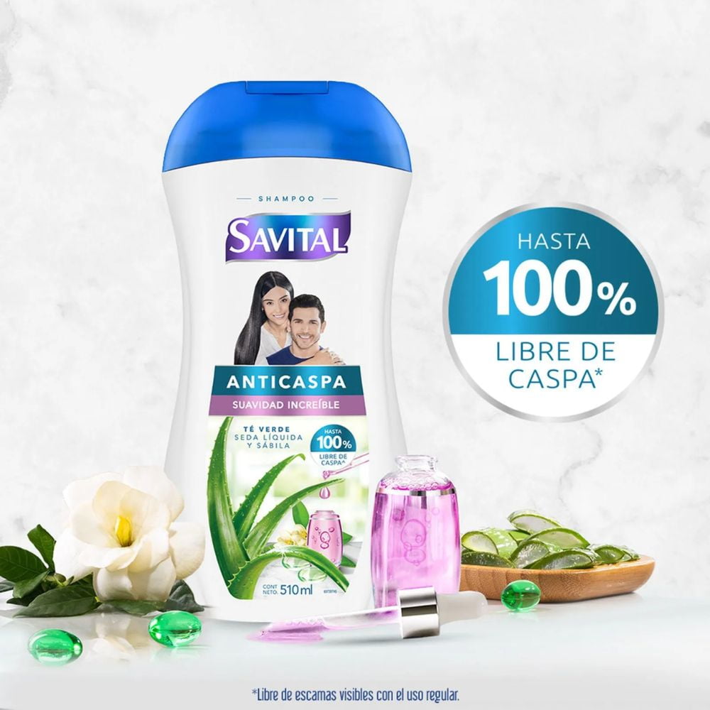 Savital Shampoo Anticaspa con Sabila Suavidad Increible y limpieza refrescante  (2 pack)