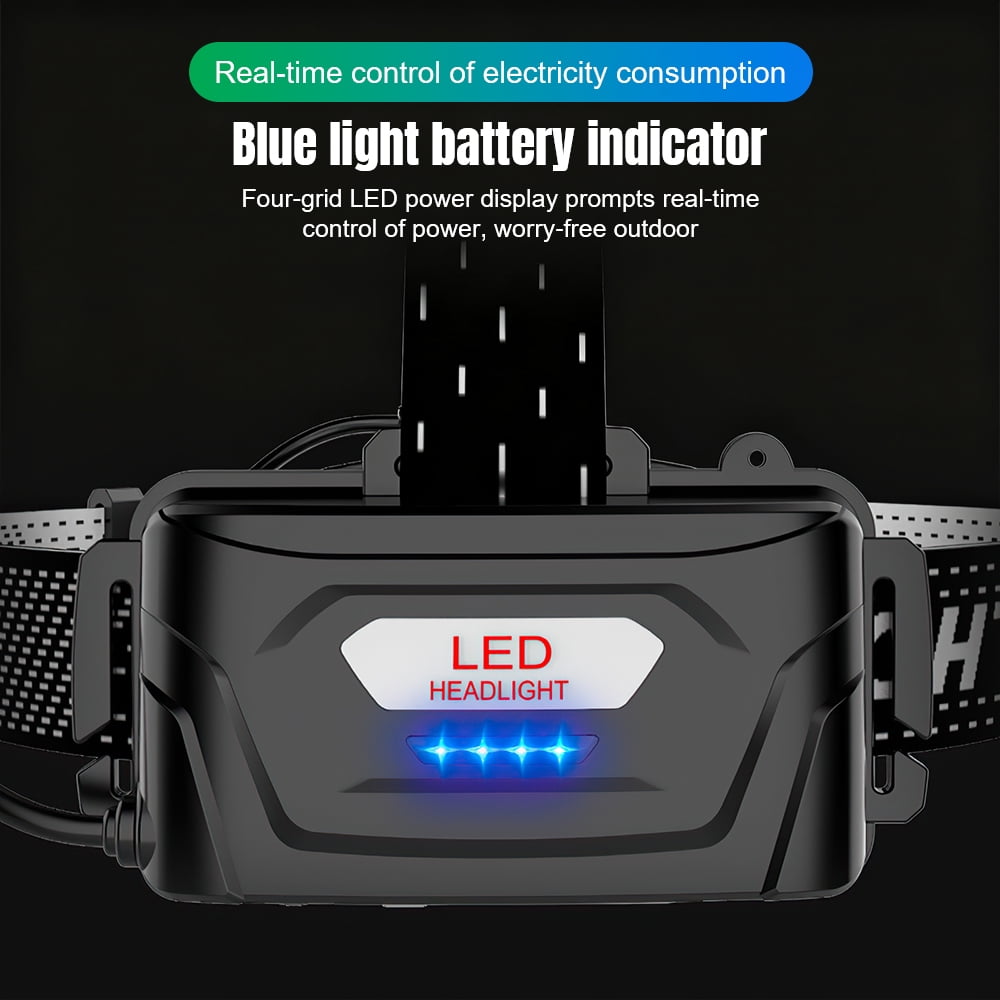 Kepeak Rechargeable LED Headlamp 2500 Lumens, 10W, IP58 Waterproof, Outdoor Hiking, Camping, Fishing, Night Safety