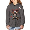 thumbnail image 2 of DISNIMO Boys Dachshund Zip Up Hoodie Teen Boy Heart Hoodies for Kids 14-16 Boys Hoodie Sweatshirt Zipup Sweatshirts for Boys Hoodies Jackets Streetwear Clothes Girls Zip Up Hoodie Boy Gray Clothes, 2 of 7