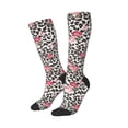 thumbnail image 2 of Bingfone Compression Socks for Women and Men Long Socks for Running Athletic Cycling Nurse-Rose Mix Leopard 3, 2 of 8