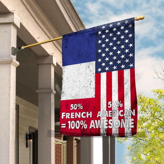 Flag American Half French Flag French American Friendship France U.S.A Patriotic Proud Garden Flag, Double-Sided Decorative Outdoor Flag, Patriotic Polyester Yard Flag 12 x 18 in