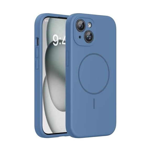 Eryueer Compatible with iPhone 15 Case, [Soft Anti-Scratch Microfiber Lining], Liquid Silicone Case Gel Rubber Shockproof Drop Protection Phone Case for iPhone 15, Glass Blue