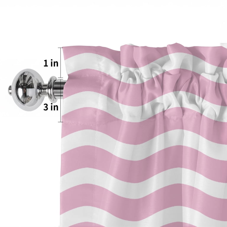 Pink White Rod Pocket Curtain Valance, Modern Abstract Waves Water ...