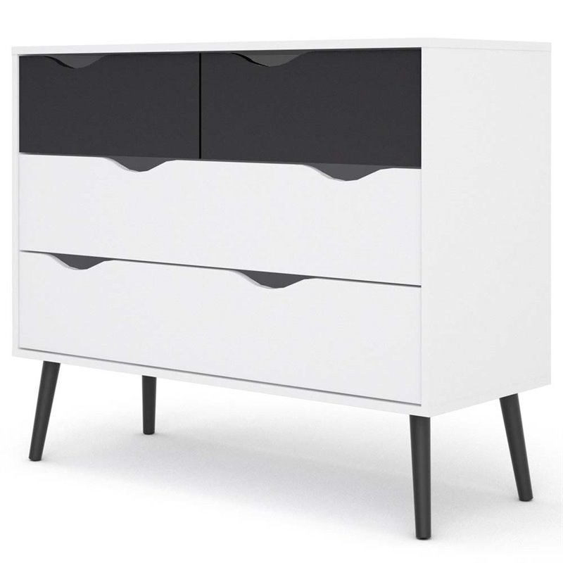 Tvilum Diana 4 Drawer Chest In White And Black Matte Walmart Canada