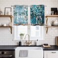 thumbnail image 2 of Blue Teal Spring Floral Kitchen Curtains Small Short 39 Inch Length, Modern Botanical Oil Painting Art Grommet Bedroom Living Room Curtains, Light Filtering Cafe Curtain Drapes 2 Panels Set 55''x39'', 2 of 9