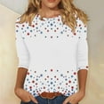 thumbnail image 1 of Wpawbk Haut d'Été à Manches 3/4 pour Femmes, Col Rond, Imprimé Décontracté - Polyester Léger et Respirant pour Usage Quotidien, Maison, Sortie, Tenues de Travail avec Shorts, Jupes, Sandales, 1 of 5