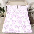 thumbnail image 2 of Feelyou Kawaii Cartoon Child Twin Sheet Sets, Purple Love Heart Twin Fitted Sheet, Geometric Stripes Flat Sheet, Super Cozy Room Decor, 3 Pieces, 2 of 7