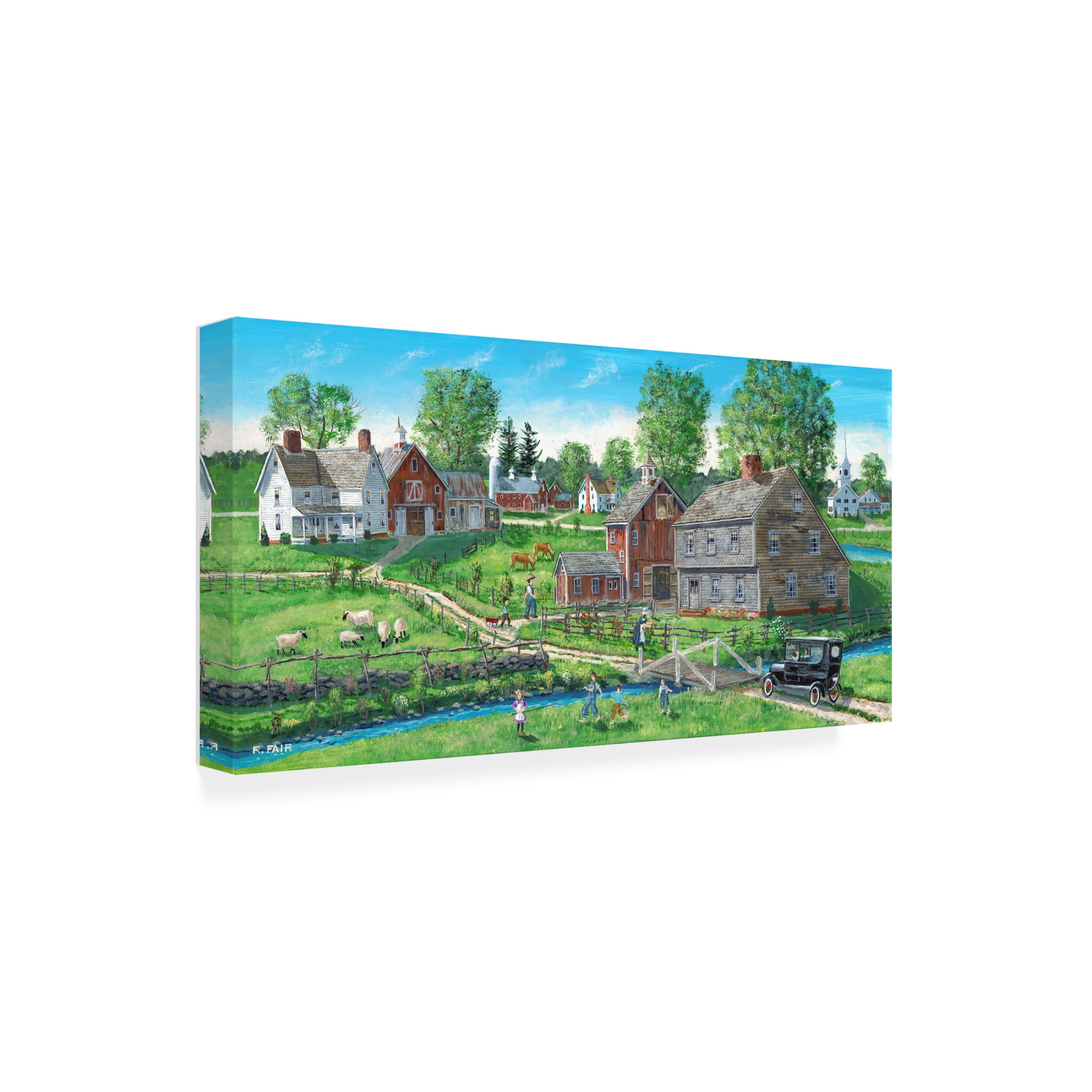 Canvas Wall Art - Bob Fair 'Learning to Fish' Wall Art for Living Room, Bedroom, or Office Décor by Trademark Fine Art - 24 x 12 Inches