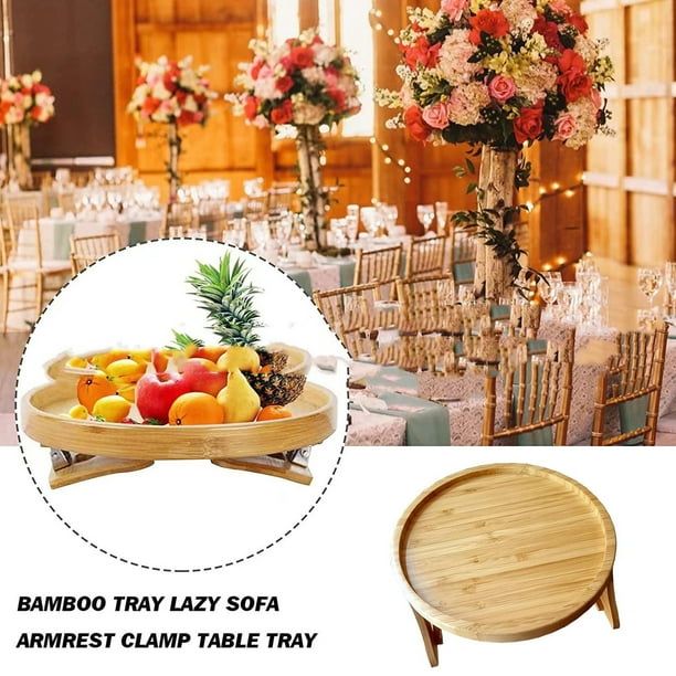 SZXZYGS Collapsible Wooden Table Sofa Armrest Tray Snack Storage Rack