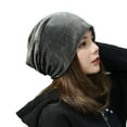 thumbnail image 2 of Skymirror Women Beanie Hat Elastic Soft Solid Color Baggy Slouchy Keep Warm No Brim Plush Women Winter Beanie Fashion Accessories, 2 of 8