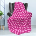 thumbnail image 4 of Floral Soft Flannel Fleece Throw Blanket, Rhythmic Polka Dots and Roses Silhouette Summer Botany in Blush Tones, Cozy Plush for Indoor and Outdoor Use, 50" x 70", Magenta and Baby Pink, by Ambesonne, 4 of 5