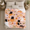 thumbnail image 5 of Whimsical Autumn Forest Playful Black Cats Ghosts, Playful Food Art Scene, Warm Flannel Blanket for Kitchen and Dining Room, Cat Lovers autumn celebration Gift, Pet Lover Home Decor, 5 of 9