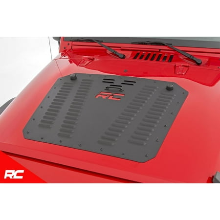 Black Stamped Louver Kit - Rough Country Hood Louver compatible w/ 2007-2018 Jeep Wrangler JK Powder Coated 10527