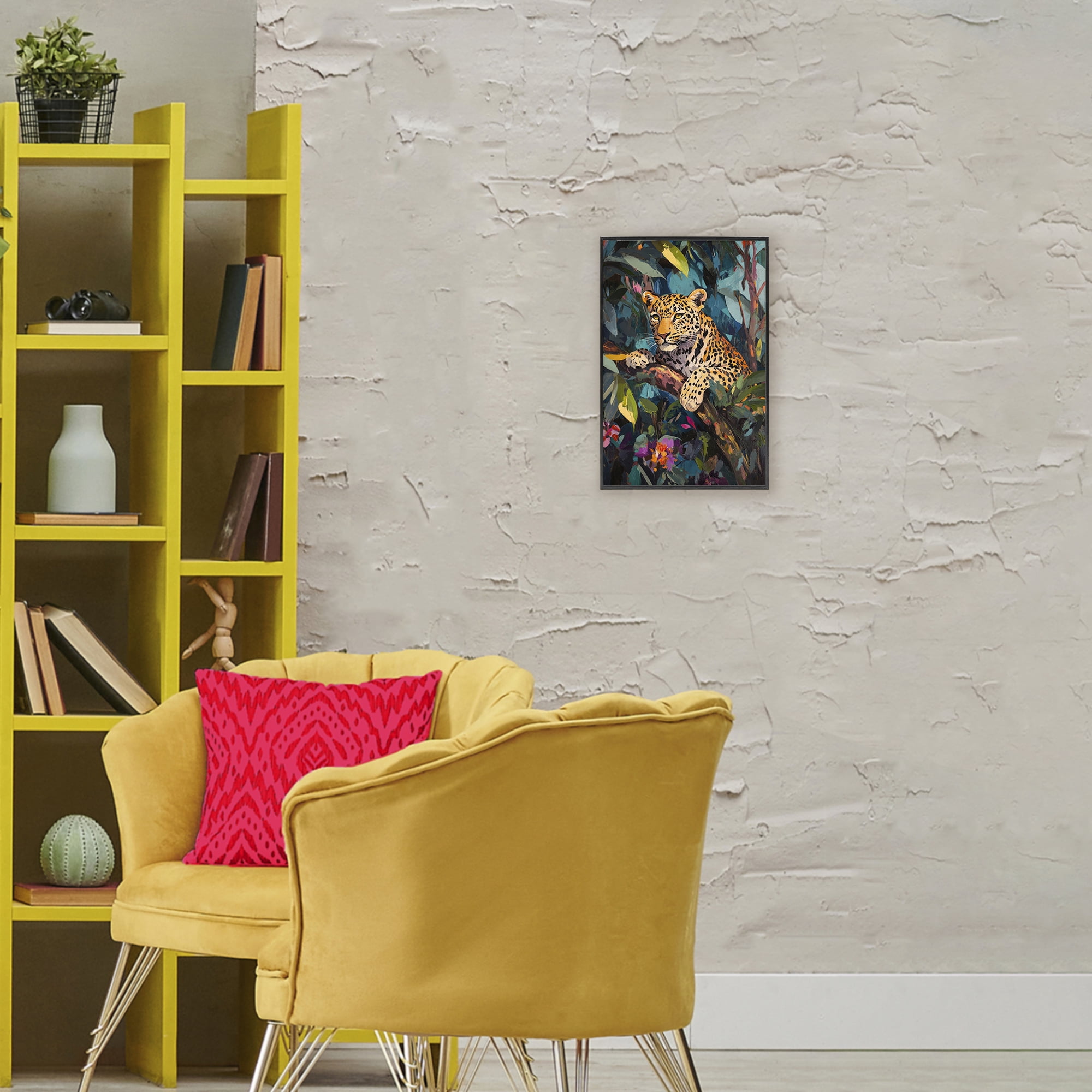 Stupell Industries One The Wild Side Leopard Black Framed Giclee Art, design by Petal Prints Design