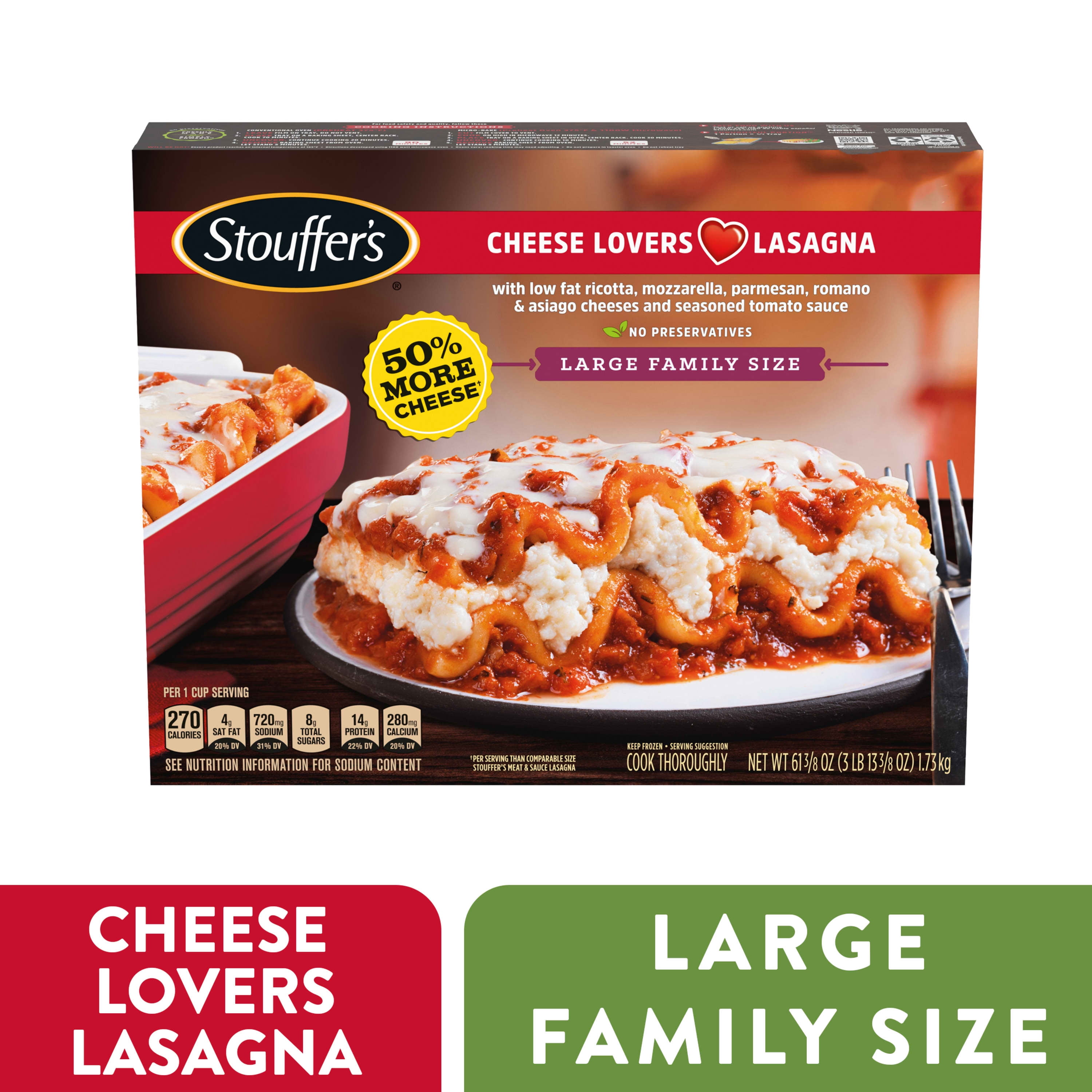 Stouffer's Large Family Size Cheese Lovers Lasagna Frozen Meal 61.375