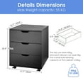 thumbnail image 3 of 3-Drawer Wood Mobile File Cabinet with Lockable Wheels, Widened Under Desk Vertical Filing Cabinets for Home Office Legal Files, A4 Letter Size Documents, 3 of 10