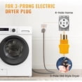 thumbnail image 3 of 3 Prong to 4 Prong Dryer Adapter, NEMA 14-30P Male to 10-30R Female, 4-Prong New Dryer Plug to 3-Prong Old Dryer Receptacle for Old Non-grounding Electric Dryer with New Dryer Wall Outlet House, 3 of 8
