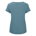 thumbnail image 2 of Prolriy Womens Tops Linen Shirts for Women, Women's Round Neck Short Sleeve Solid Color Casual and Comfortable Tops T Shirts for Women, Womens Tops Summer Tops Navy XL, 2 of 5