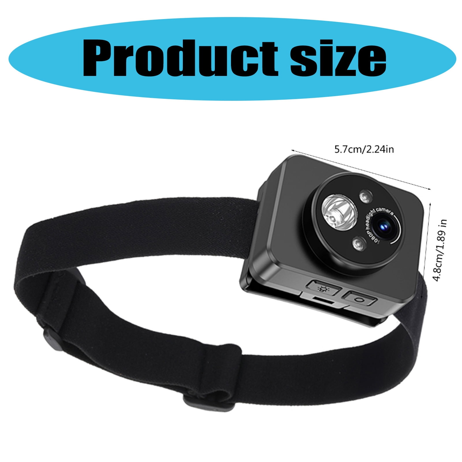Action Camera with LED Light 1080P Video Recorder Headlamp Camera for Outdoor Enthusiasts Athletes Adventure Camera