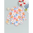 thumbnail image 6 of PaerPade Baby Girl Summer  Rash Guard Swimsuits ,12 18 24 Months 2T 3T 4T 5T Floral Print Zipper Long Sleeve Swimwear for Toddler Bathing Suits Beachwear, 6 of 9