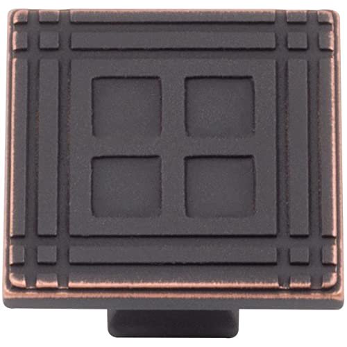 Pomo cuadrado Stone Harbor Hardware, bronce vintage, 3,2 cm