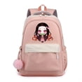 thumbnail image 1 of 1pc Cute Cartoon Girl Pattern Backpack With Comfortable Small Plush Ball, Girls School Bag, Simple Lightweight Candy Color Backpack, Students Backpack For Daily Use, Breathable Backpack, 1 of 5